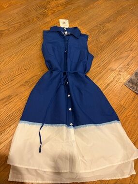 Reed Shirt Dress Womens XS Blue White NEW‎ Limited Edition Colorblock Sleeveless
